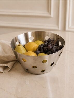 Crate&Barrel Stainless Steel Fruit Bowl